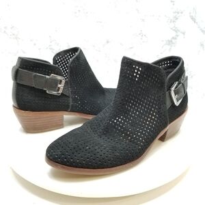 SAM Edelman 5.5 Black Perforated Leather Boots